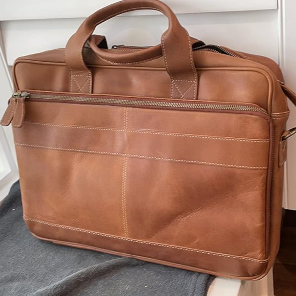 Men's Brown Leather Breifcase for Office